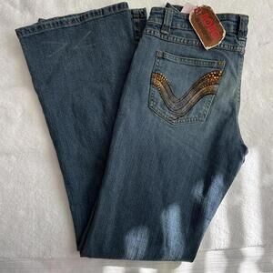 deadstock y2k studded flare no boundaries jeans, low rise
